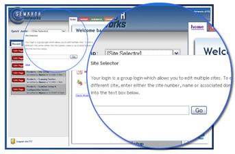 The Site Selector enables a single administrator to manage multiple sites in the same network.